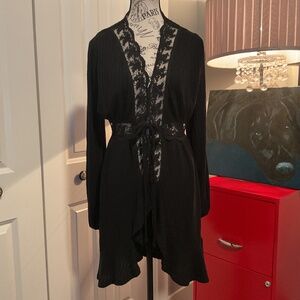 NWT Waffle and Lace Tie Front Light Weight Cardigan by Daytrip